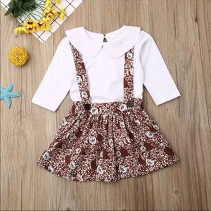 Two piece set with strap Floral skirt
